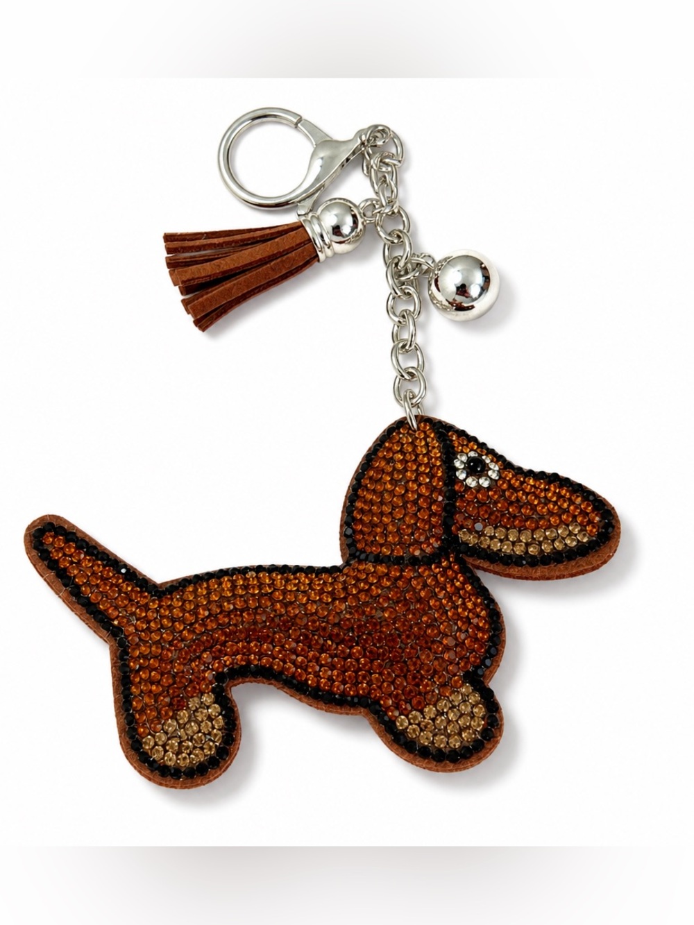 Weiner Dog Crystal Keychain Bag Charm Rhinestone 
Dachshund